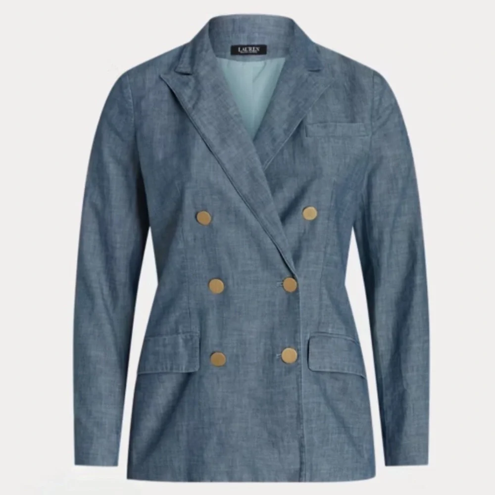 LAUREN RALPH LAUREN Women's Double-Breasted Chambray Blazer
